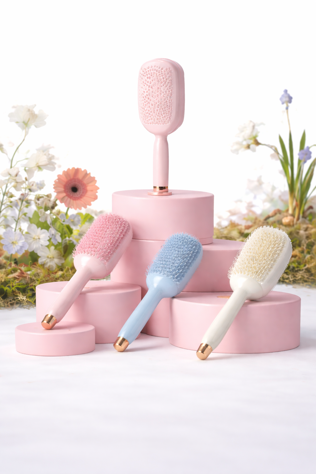 Self Cleaning Hair Comb Retractable Bristles Anti Static Wet Dry Dual Use Airbag Massage Brush